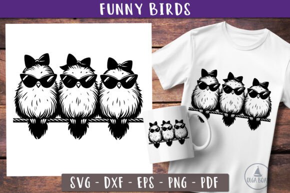 Funny Birds Svg Cute Birds in Sunglasses
