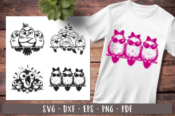 Funny Birds Svg Quirky Birds on a Wire