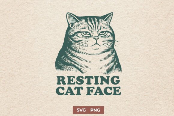 Resting Cat Face SVG: A Sarcastic Stitch with Real Charm